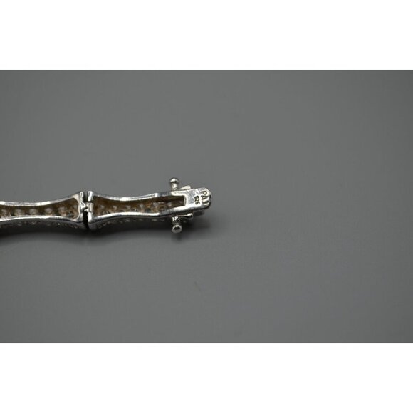 Hour Glass Bead Bracelet 925 PAJ Sterling Silver Clear Stone Hourglass 20.34g 8" - Picture 7 of 10